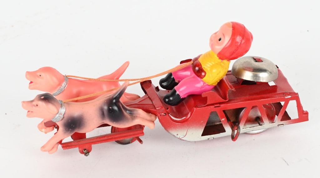 JAPAN CELLULOID WINDUP BOY ON DOG SLED (1 of 4)