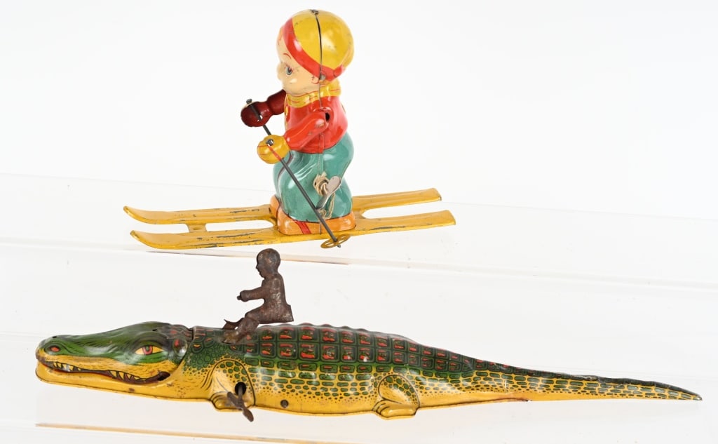 CHEIN TIN WINDUP SKI BOY & NATIVE ON ALLIGATOR (1 of 3)