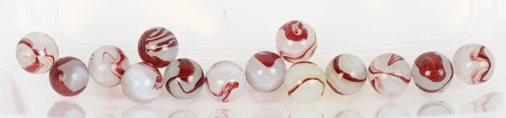 14- AKRO AGATE SILVER OX BLOOD MARBLES (1 of 3)