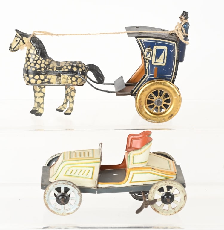 2- GERMAN TIN WINDUP TOYS, BING CAR & HANSOM CAB (1 of 6)