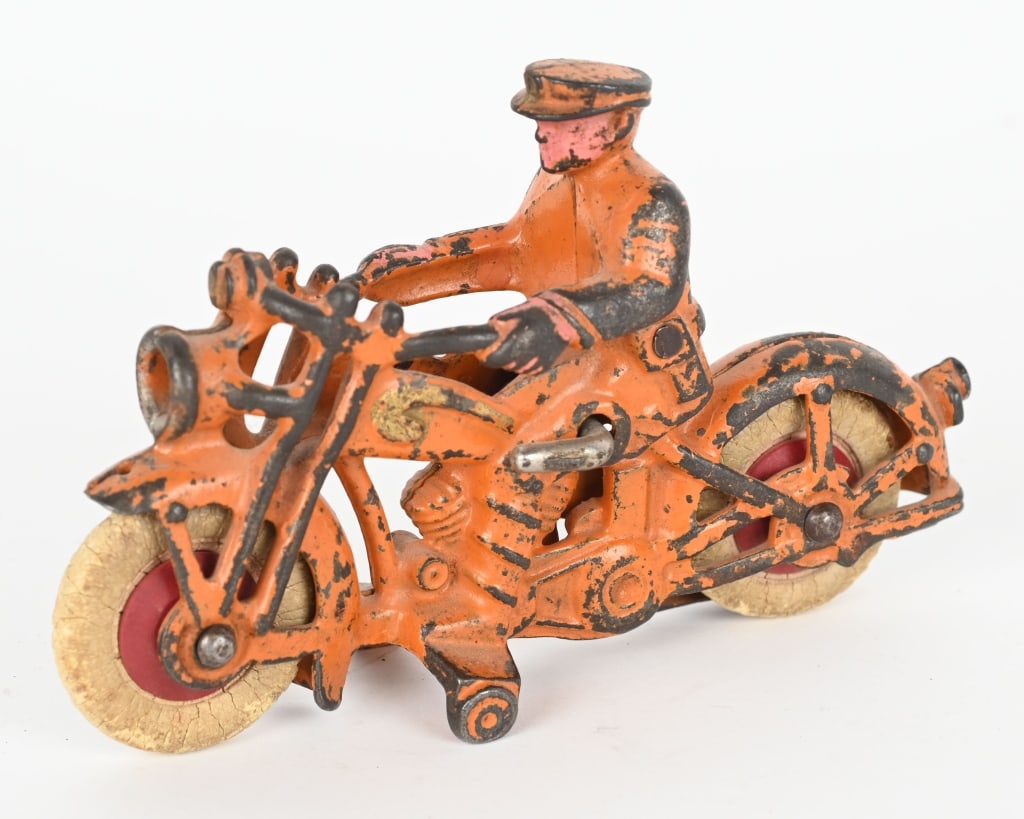 HUBLEY CAST IRON ELECTRIC LIGHT SOLO MOTORCYCLE (1 of 5)