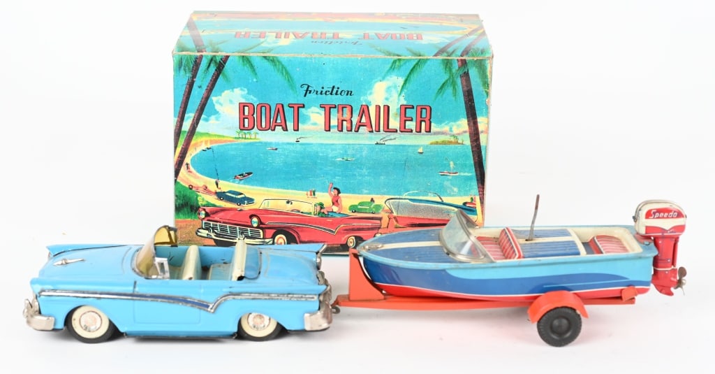 JAPAN HAJI TIN FRICTION FORD CONV. & BOAT (1 of 5)