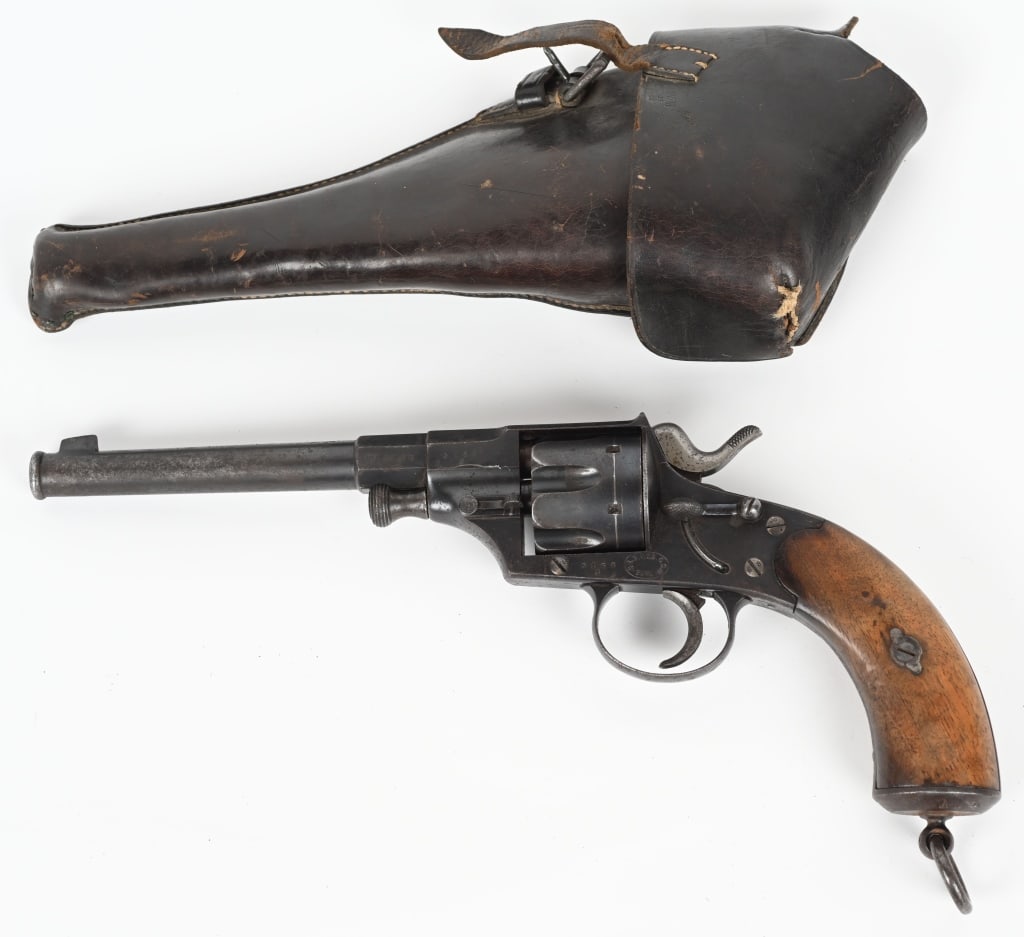IMPERIAL GERMAN V.C. SHILLING 1879 REICHSREVOLVER: SERIAL NUMBER: 3168s. BARREL: 7". CALIBER: 10.4MM. MANUFACTURED: 1880S. Imperial proofs on the throughout. No import marks found. Matching serials throughout. Unit marked "B.4.A.12.24" on the butt. La
