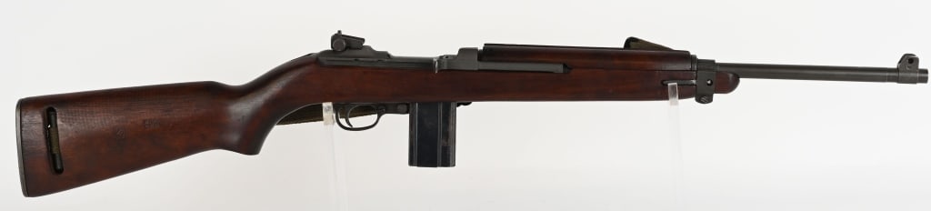 WW2 WINCHESTER M1 CARBINE: SERIAL NUMBER: 5703950. BARREL: 18". CALIBER: .30 CARBINE. MANUFACTURED: 1944. "W" proofed barrel, with no date or import marks. "W" marked flat bolt. Quality Hardware marked slide and hammer. Inland
