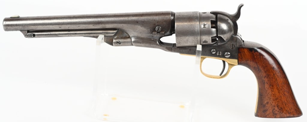 COLT MODEL 1860 4 SCREW ARMY REVOLVER MFG 1861: SERIAL NUMBER 9452, BARREL 8" , CALIBER .44. MFG 1861, Fine Model 1860 Colt revolver. Early model with 4th screw for securing a shoulder stock. Barrel marked ?ADDRESS COL SAML COLT NEW-YORK US AMERICA