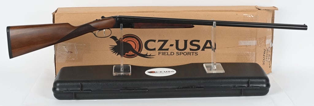 LNIB CZ "BOBWHITE" 28-GAUGE DOUBLE BARREL SHOTGUN: SERIAL NUMBER: 20C0763 BARREL: 28-Inch with matted solid rib. CALIBER: 28-Gauge with screw-in choke tubes. 3-Inch chambers. MANUFACTURED: Turkey / Modern. Finished blue. Checkered walnut, English styl