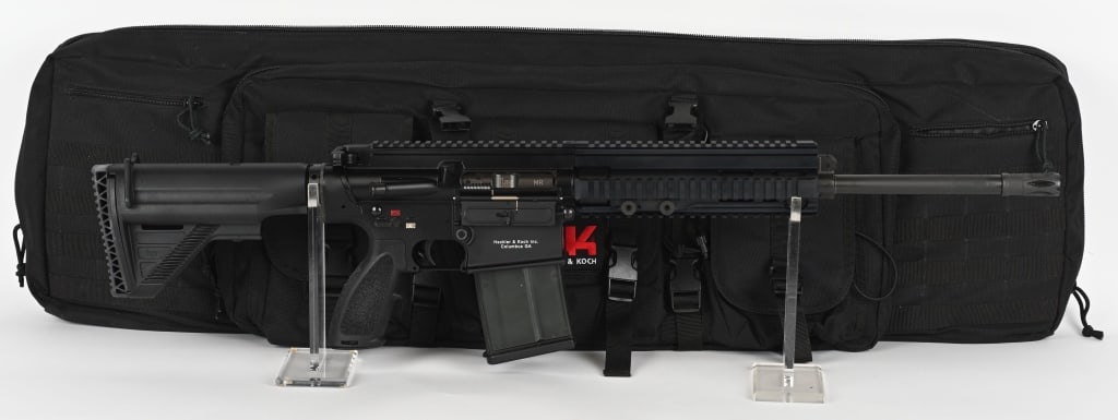 HECKLER & KOCH MR762 A1 SEMI AUTO RIFLE: SERIAL NUMBERL 242-301685. BARREL: 17". CALIBER: 7.62X51 NATO. MANUFACTURED: 2013. Made in Germany, being based on the 416/417 line of rifles. Short stroke piston driven. Factory barrel with classic H