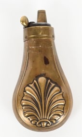ORIGINAL BRASS POWDER "SHELL" FLASK