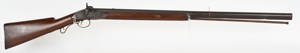 WM DUNKLEE BOW N.H. PERCUSSION .16 GA SHOTGUN: BARREL 36" CALIBER About 16 gauge. Features part octagon / round barrel marked Wm. Dunklee Bow N.H. on top flat. Percussion lock is marked W. Read Boston. Walnut half stock with pewter nose cap and br