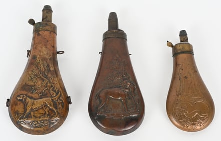 3- BRASS & COPPER POWDER FLASKS