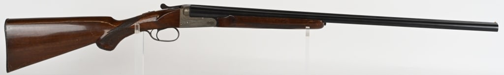 SPANISH GASPAR DOUBLE BARREL 20 GAUGE SHOTGUN: SERIAL NUMBER: 101129FN. BARREL: 27-1/2". CALIBER: 20 GAUGE. MANUFACTURED: 1960. Made in Spain for the Dakin Gun Company of San Francisco California. Solid rib with white ivory style front bead. Origi