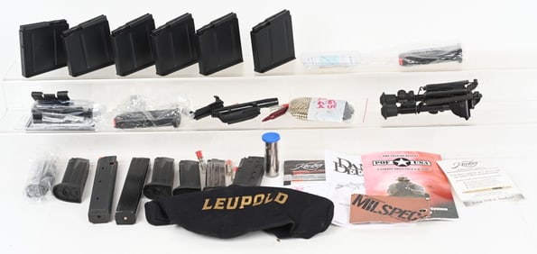 LOT OF MAGAZINES AND FIREARM PARTS