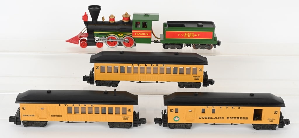 AMERICAN FLYER FRANKLIN TRAIN SET: Includes 21088 Franklin Locomotive, Tender, and cars Nos: 24730, 24740, and 24720. Excellent