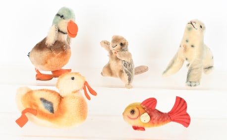 STEIFF FISH, SEAL, BEAVER, & DUCKS
