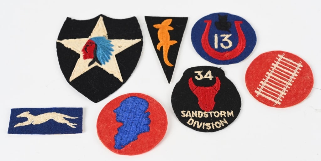 US ARMY PATCH LOT 2ND DIVISION 34th DIV. 11TH DIV: US Army Patch lot to include 1) US Army Camouflage Corps Shoulder Sleeve Patch in excellent condition with cheesecloth backing. 2) US Army Postal Express Shoulder Patch in excellent condition with che