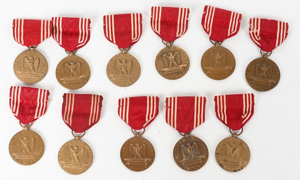 WWII NAMED US ARMY GOOD CONDUCT MEDAL LOT WW2: WWII US Army Named Good Conduct Medals to include 1) John Lehmann 2) Paul A. Sones 3) Americus A. Rea 4) John M. Kreynus 4) Carl A. Parker 5) James E. Greenwood 6) Clair Staymen 7) Jack Seidman 8