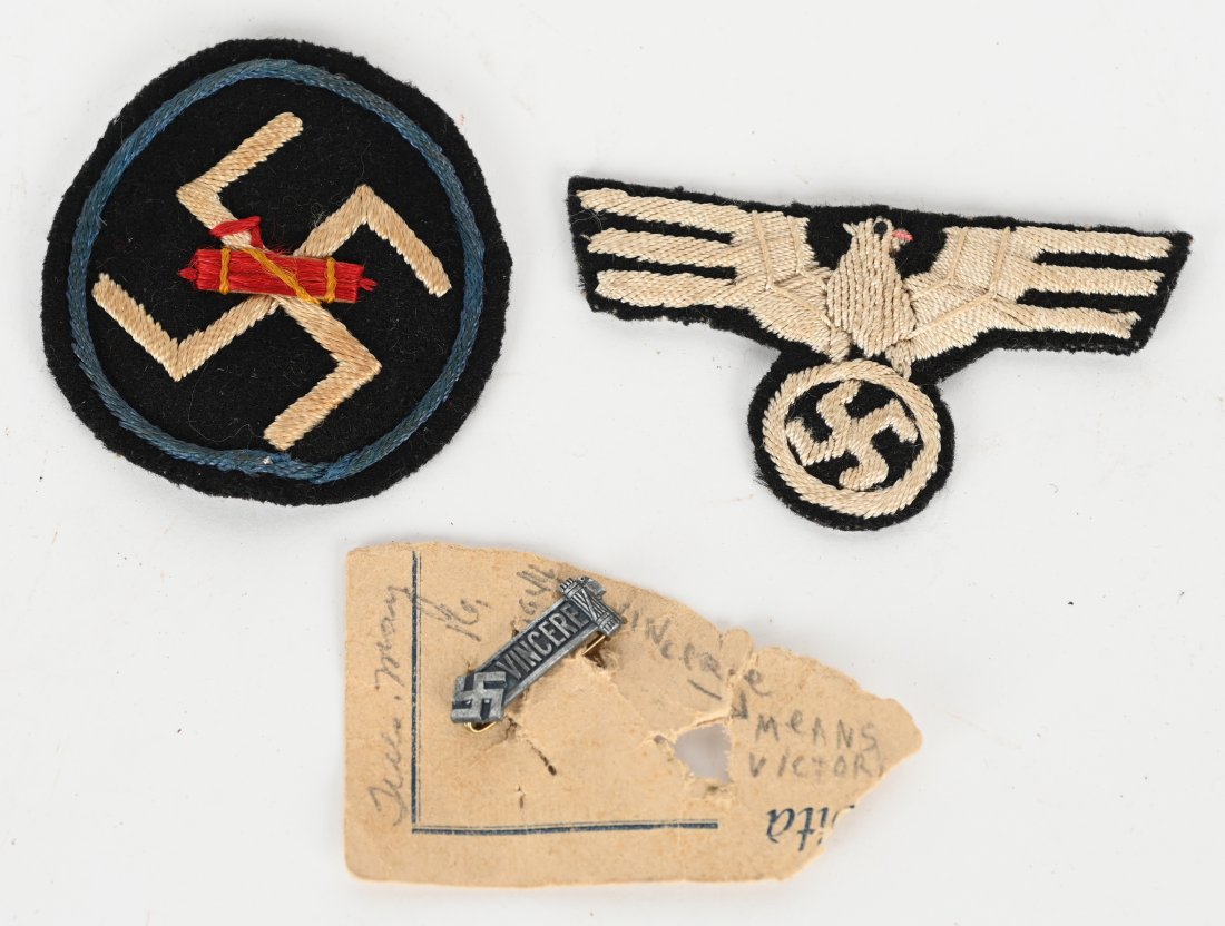 WWII NAZI GERMAN ITALIAN FASCIST SUPPORTERS PATCH: Rare WWII Nazi Italian Fascist lot to include 1) Shoulder Patch that is Italian Made for supporters of the two Regimes. Patch measures 2 1/2 inches in diameter and is fully embroidered on wool with a 