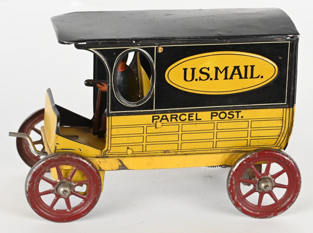 GILBERT TIN WINDUP US MAIL PARCEL POST VAN (1 of 7)