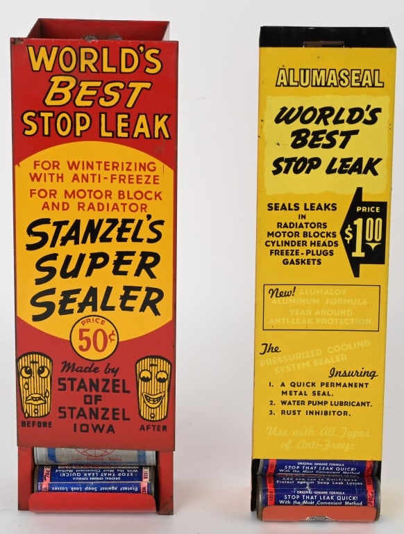 STANZEL & ALUMASEAL STOP LEAK TIN DISPLAYS (1 of 2)