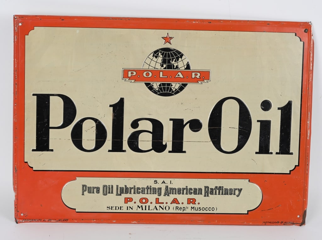 POLAR OIL EMBOSSED TIN SIGN (1 of 5)