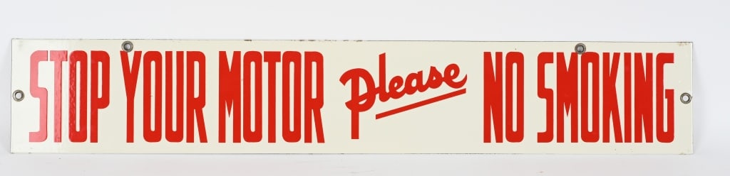 DSP STOP YOUR MOTOR NO SMOKING PORCELAIN SIGN (1 of 4)