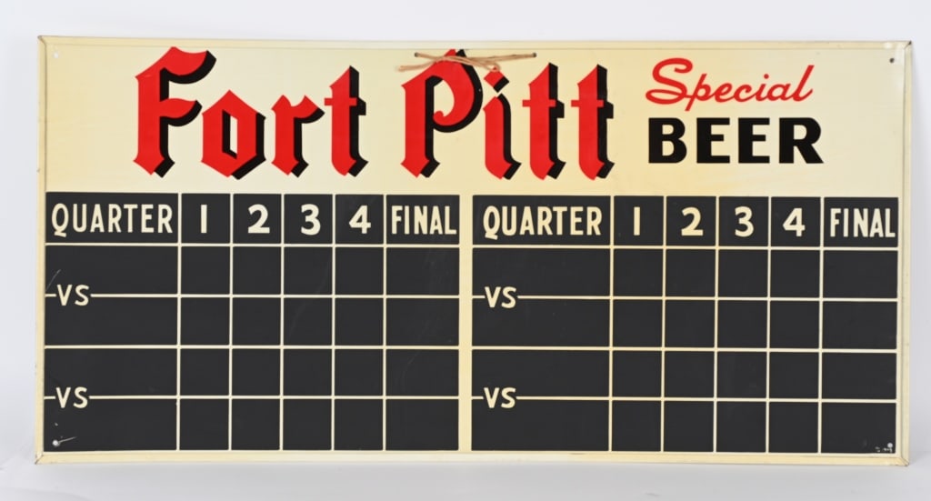 FORT PITT BEER TIN SCORE BOARD SIGN (1 of 2)