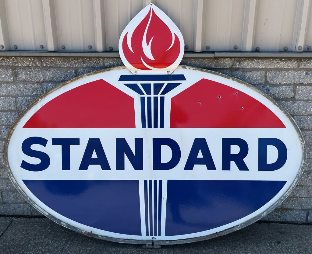 STANDARD OIL PORCELAIN STATION SIGN w/ FLAME (1 of 5)