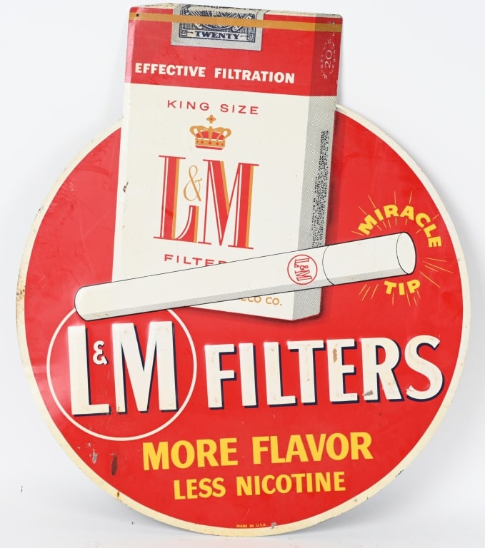 L&M CIGARETTES EMBOSSED TIN SIGN (1 of 2)