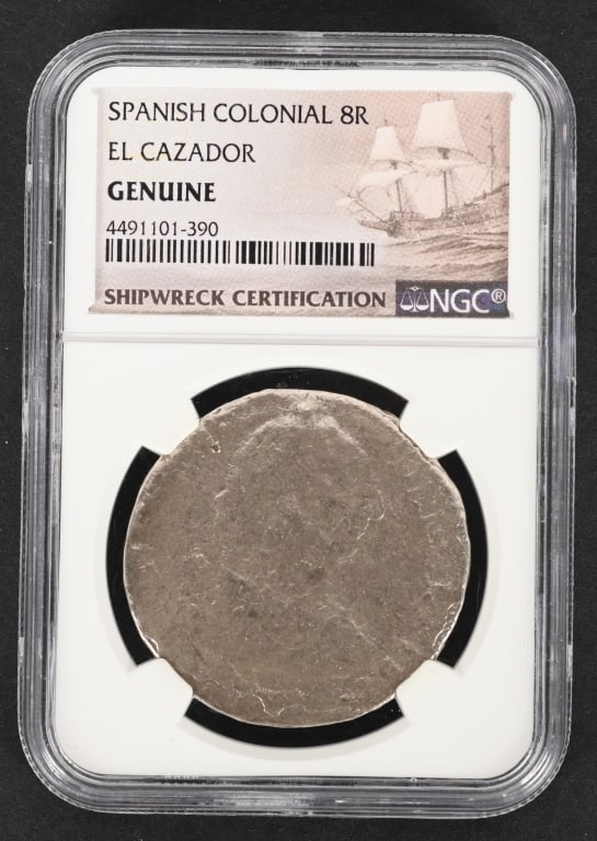 EL CAZADOR SHIPWRECK 8 REAL SILVER COIN, NGC (1 of 2)
