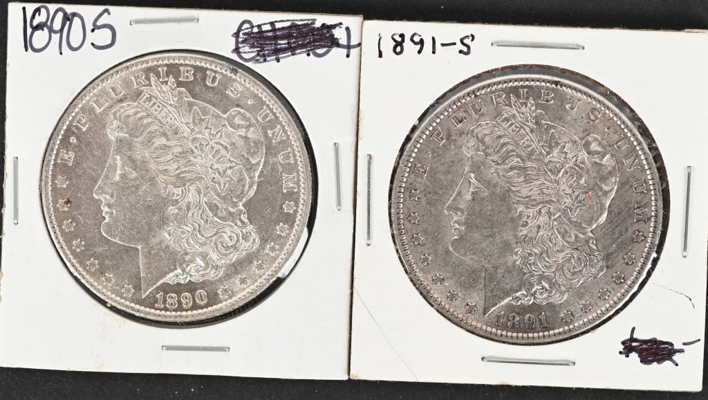 1890-S & 1891-S MORGAN SILVER DOLLARS NICE GRADES (1 of 2)