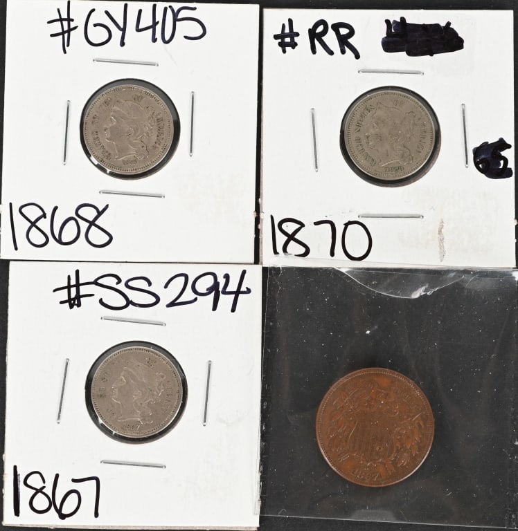 3- U.S. NICKEL 3 CENT COINS & 2 CENT COINS (1 of 2)
