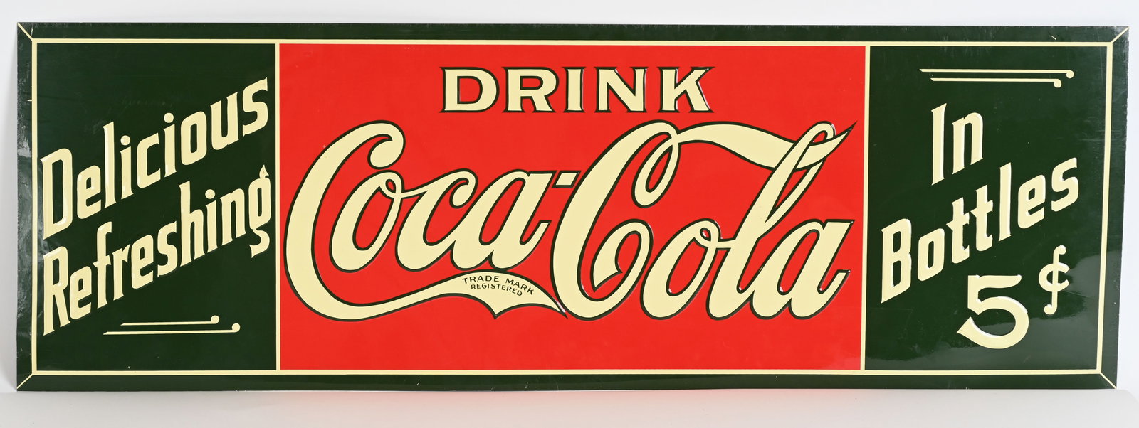DRINK COCA COLA 5c IN BOTTLES EMBOSSED TIN SIGN (1 of 4)