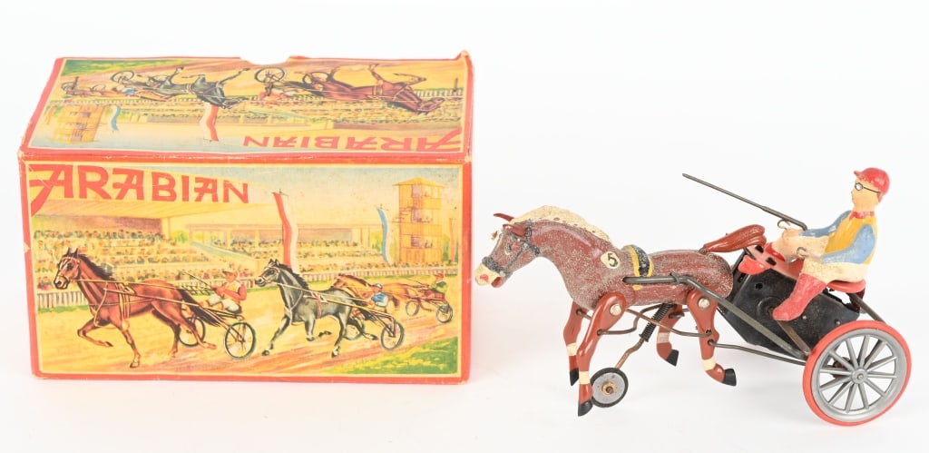 GERMAN TIN WINDUP ARABIAN TROTTER HORSE w/ BOX (1 of 6)