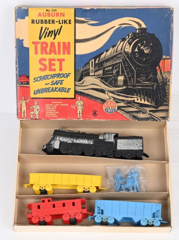AUBURN RUBBER TRAIN SET w/ BOX (1 of 3)