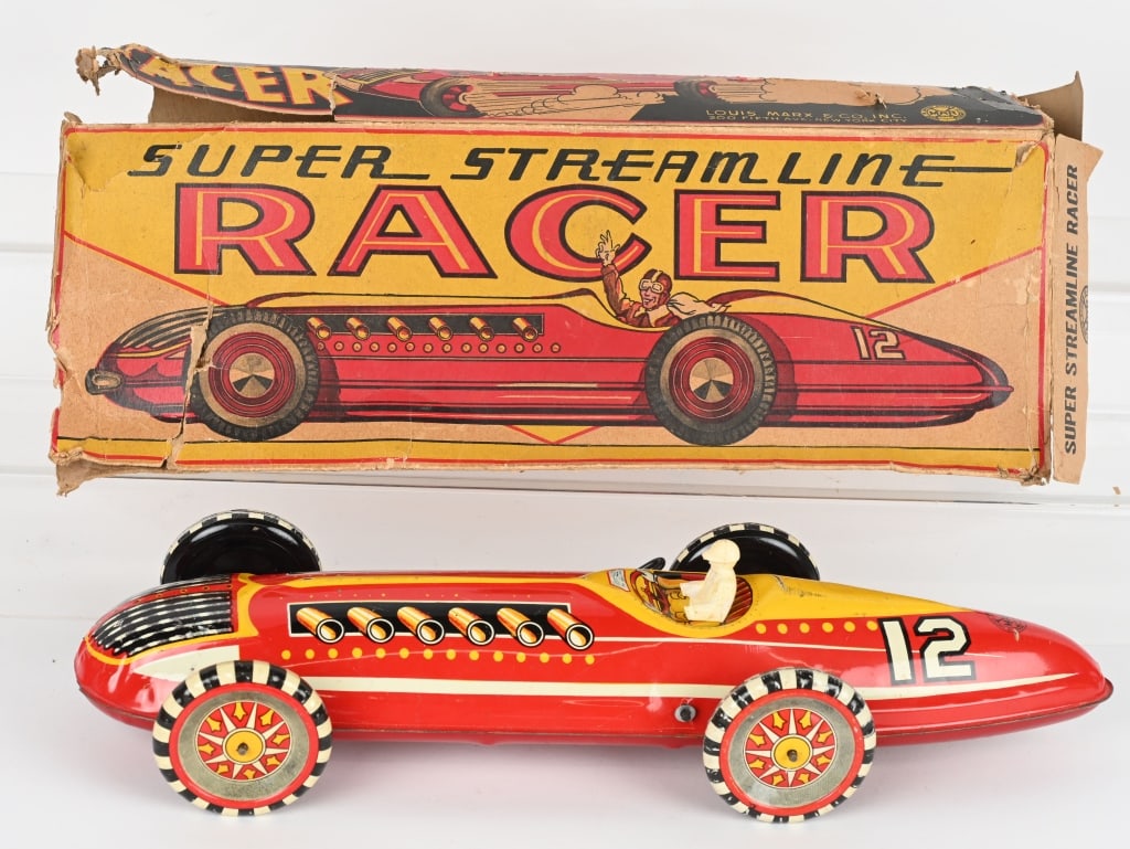 MARX TIN WINDUP SUPER STREAMLINE RACER w/ BOX (1 of 9)