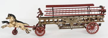 LARGE HUBLEY CAST IRON EAGLE FIRE LADDER WAGON