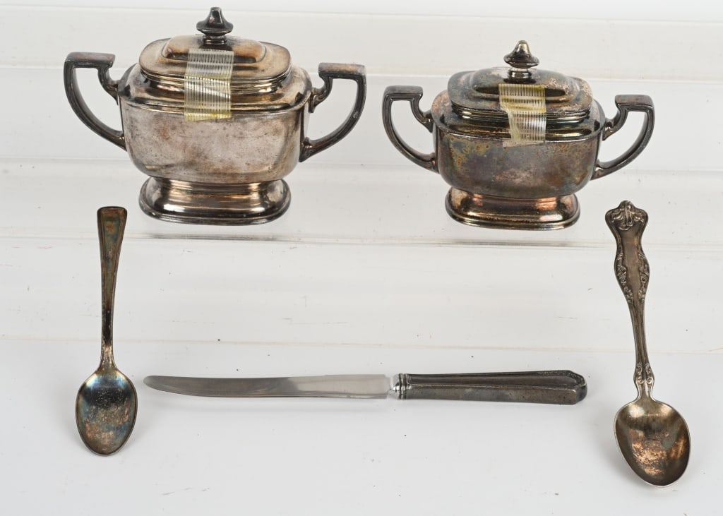 RAILROAD SUGAR BOWL & SILVERWARE: Railroad Union Pacific Sugar Bowl, UPSS Sugar Bowl, and UPSS Silverware. Excellent
