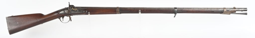 NIPPES CONTRACT MODEL 1840 PERCUSSION CONVERSION: SERIAL NUMBER: NSN. BARREL: 42". CALIBER: .69 CALIBER PERCUSSION. MANUFACTURED: 1845. Originally flint lock, but later converted to percussion. Military inspector proofs on the barrel and left side of