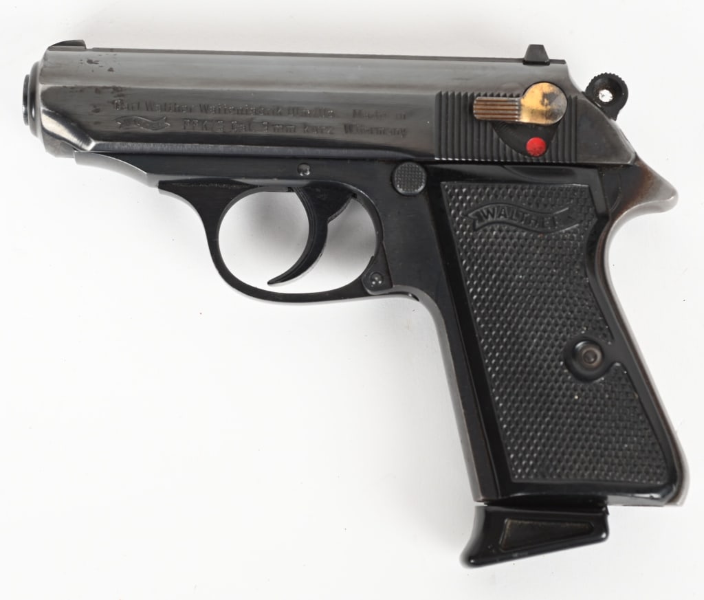 WEST GERMAN MADE WALTHER PPK/S 9MM KURZ: SERIAL NUMBER: 222416S. BARREL: 3-1/4". CALIBER: 9MM KURZ (.380 ACP). MANUFACTURED: 1977. Made in West Germany and imported by Interarms. Matching serials on the frame and slide. German proofs through