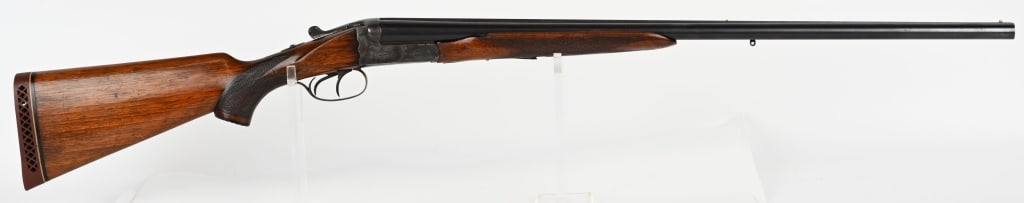 GERMAN R.BASSING / MAINZ DOUBLE BARREL SHOTGUN: SERIAL NUMBER: 1804 BARREL: 27 5/8" CALIBER: 16 GAUGE. MANUFACTURED: 1927 Has matching serial numbers on receiver and barrels. Nitro proof with Crown/U and Crown/W, Crown/S, Crown/W as well. Hammerles
