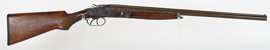 HOPKINS & ALLEN DOUBLE BARREL SXS 20 GAUGE: SERIAL NUMBER: 1992. BARREL: 22". CALIBER: 20 GAUGE. MANUFACTURED: 1920S. Matching serials. Barrels cut down, with solid matted rib. Brass bead front sight. Barrels are blued, with frame being case co