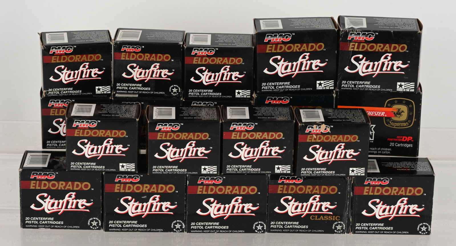 LOT OF STAR FIRE PISTOL AMMO .357 MAG & .44 MAG: 160 Rounds of Star Fire ElDorado 240 gr. jacketed hollow point .44 Remington mag, 200 Rounds Star Fire Eldorado150 gr. jacketed hollow point .357 magnum, and 20 rounds of Winchester Black Talon hollow