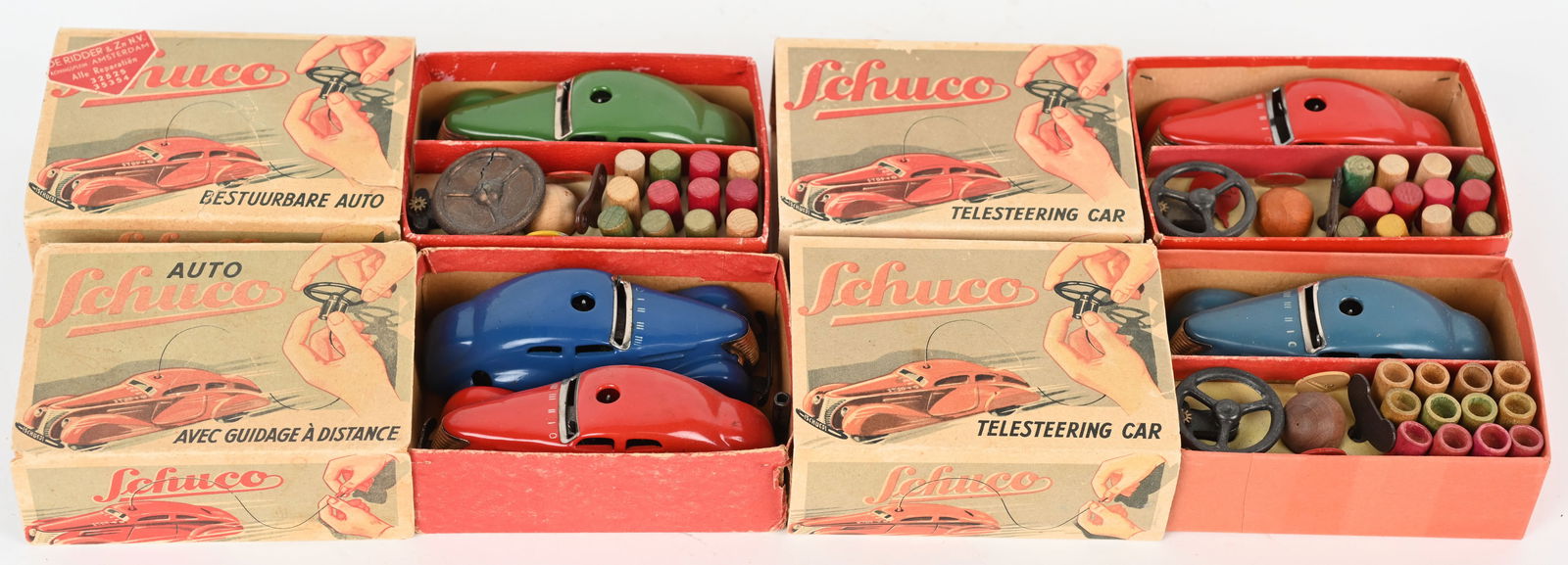 4- SCHUCO 3000 STEERING CARS w/ BOXES (1 of 6)