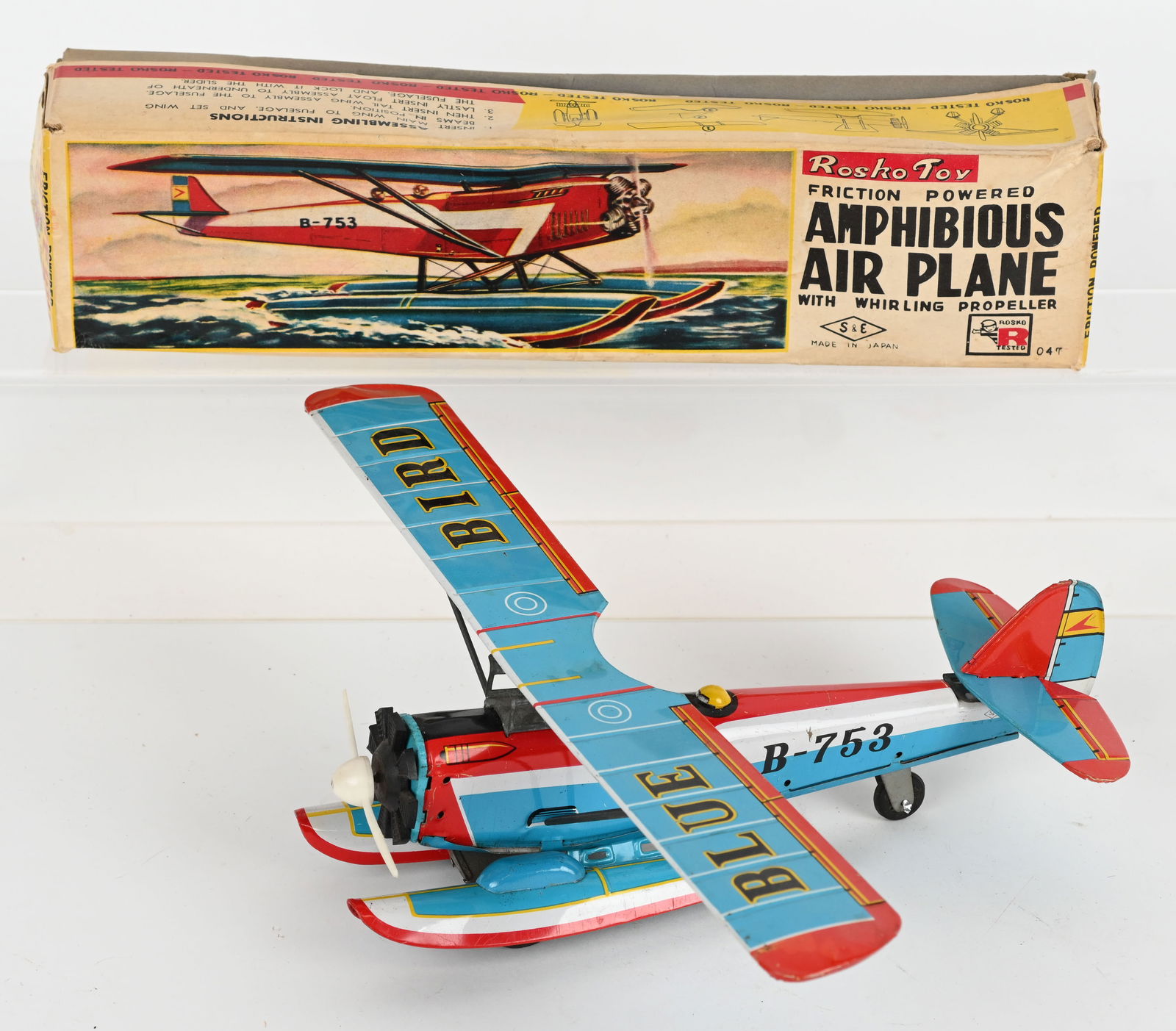 JAPAN TIN FRICTION AMPHIBIOUS AIR PLANE w/ BOX (1 of 9)