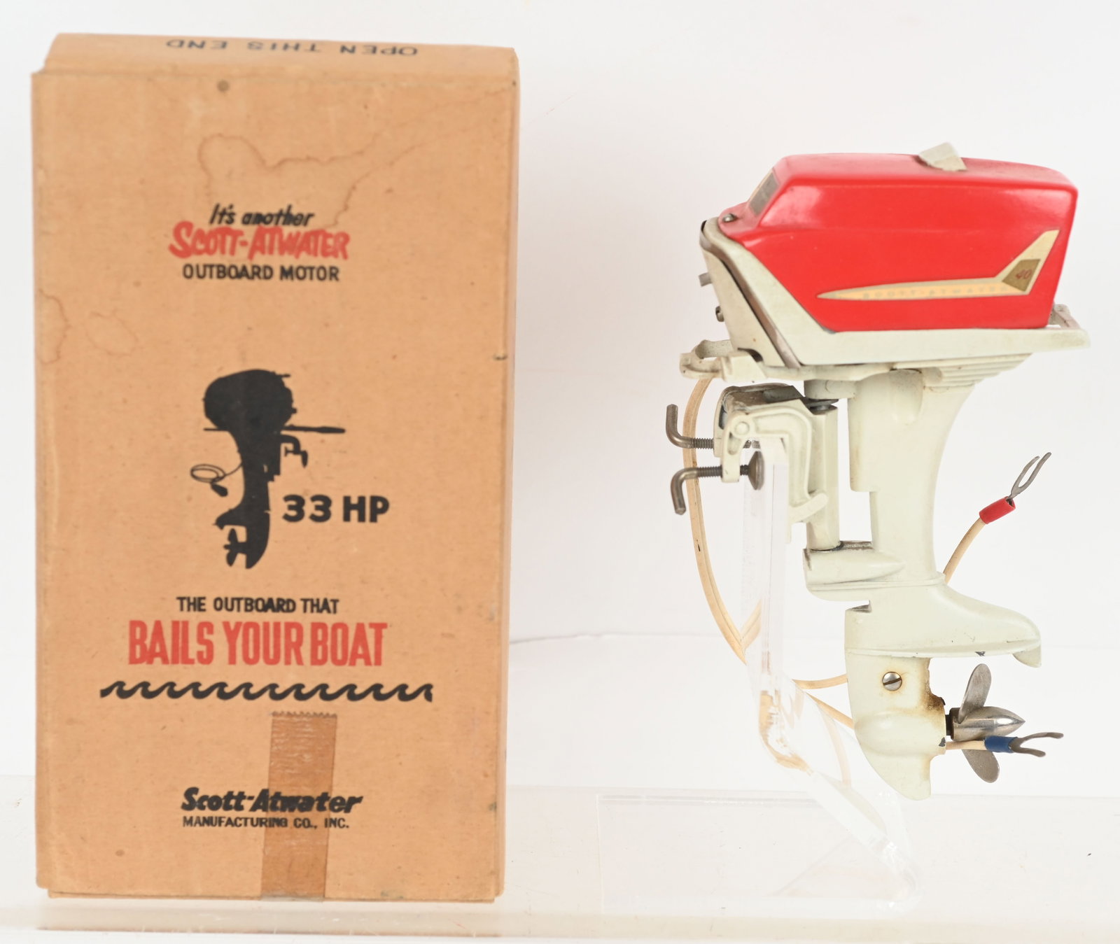 K&O BO SCOTT ATWARER OUTBOARD MOTOR w/ BOX: Looks never played with condition. Boxed. Excellent