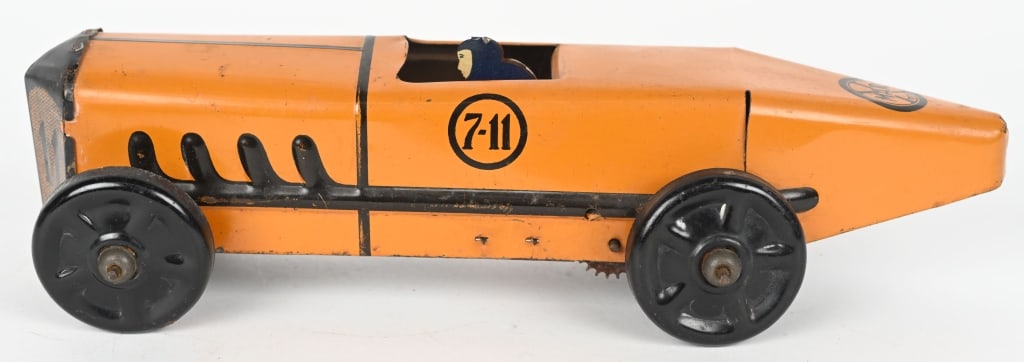 EARLY MARX Tin Windup 7-11 BOAT TAIL RACE CAR (1 of 6)