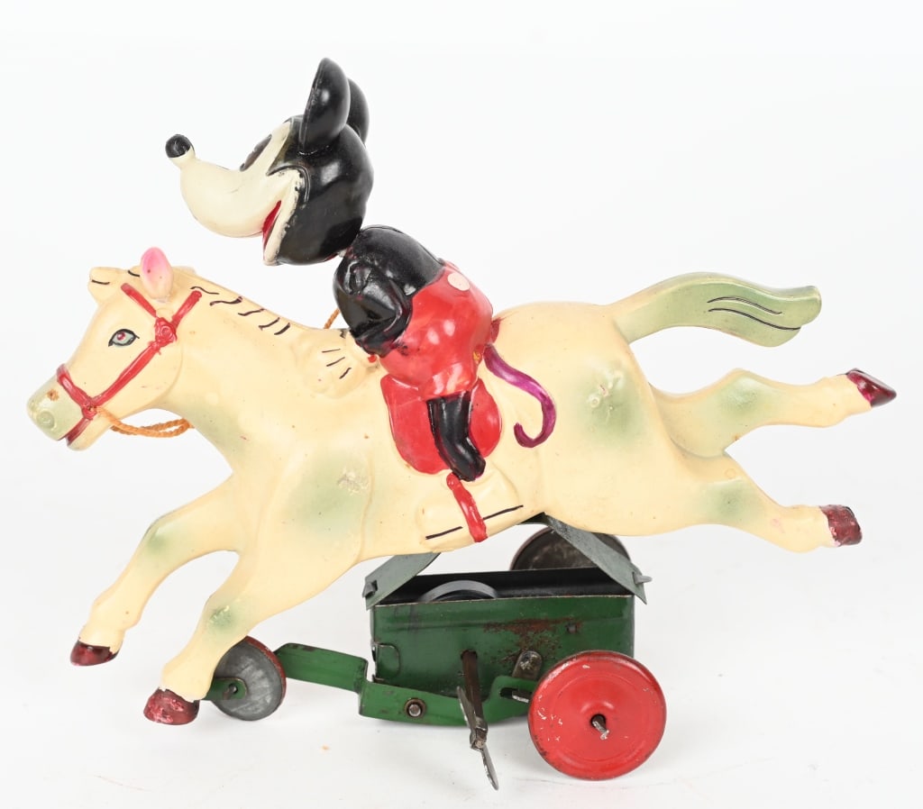 JAPAN CELLULOID MICKEY MOUSE RIDING HORSE (1 of 5)