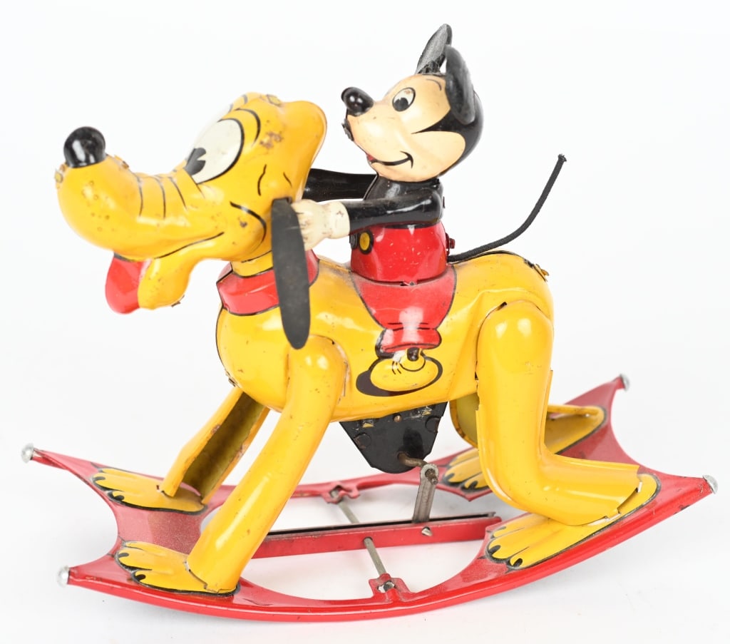 LINEMAR TIN WINDUP MICKEY ON PLUTO ROCKER (1 of 4)