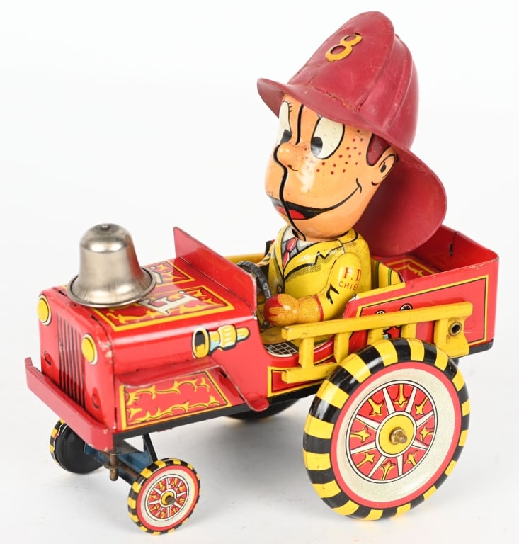 LINEMAR TIN WINDUP FIREMAN CRAZY CAR (1 of 5)