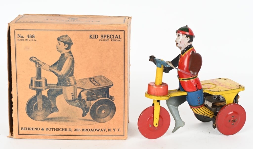 B&R TIN WINDUP KID SPECIAL w/ BOX: All original in great condition., Windup works. With Box. 6 1/2" Excellent